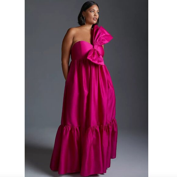 NWT Hot Pink Atsu Bow Maxi Dress 1X - Picture 1 of 3